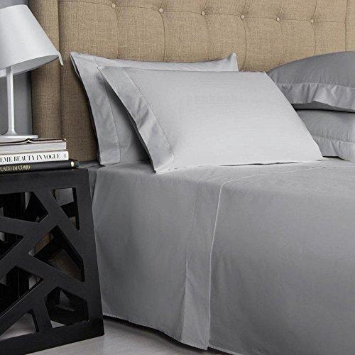 Sophia Cotton Club Split-King Adjustable King Bed Sheets Luxury Soft 1200-TC Egyptian Cotton 5-Piece Sheets Set with Fully Elastic Fitted Sheet Fits 10-12\" Deep Pocket (Solid, Silver Grey)