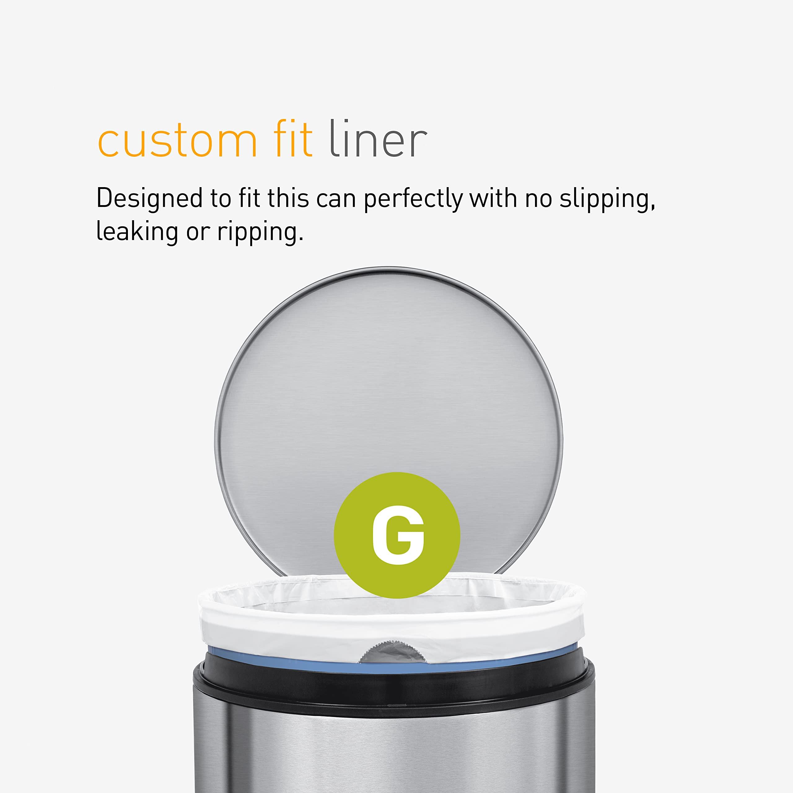 simplehuman simplehuman Code G 100 Count,Genuine Custom Fit Liners, Drawstring Trash Bags in Dispenser Packs, 30 Liter / 8 Gallon, White