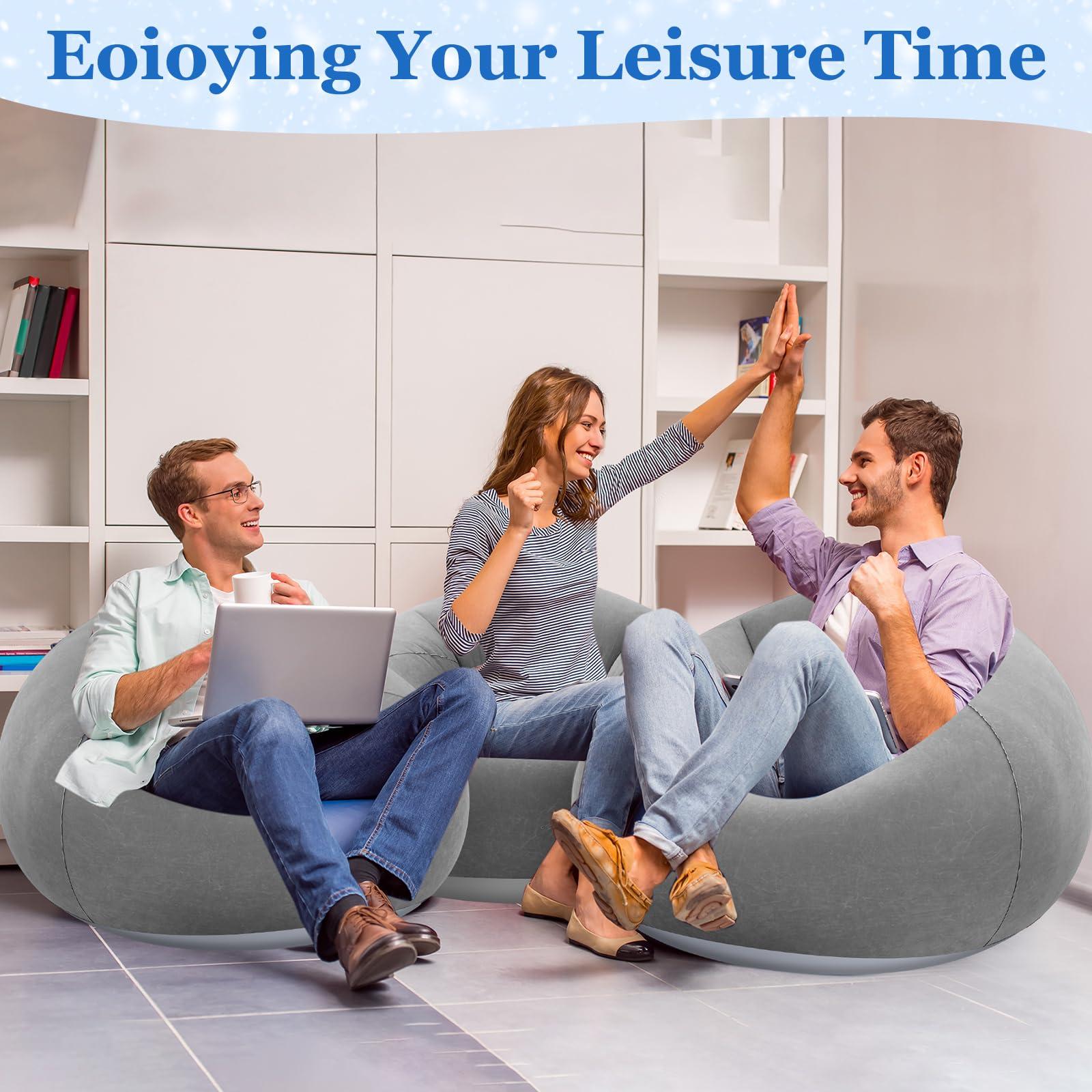 Realspring Realspring Inflatable Bean Bag Chairs Blow up Chairs Camping Chairs Inflatable Lazy Sofa Folding Portable Inflatable Chair for Living Room Bedroom Reading Room(Dark Gray,6 Pcs)