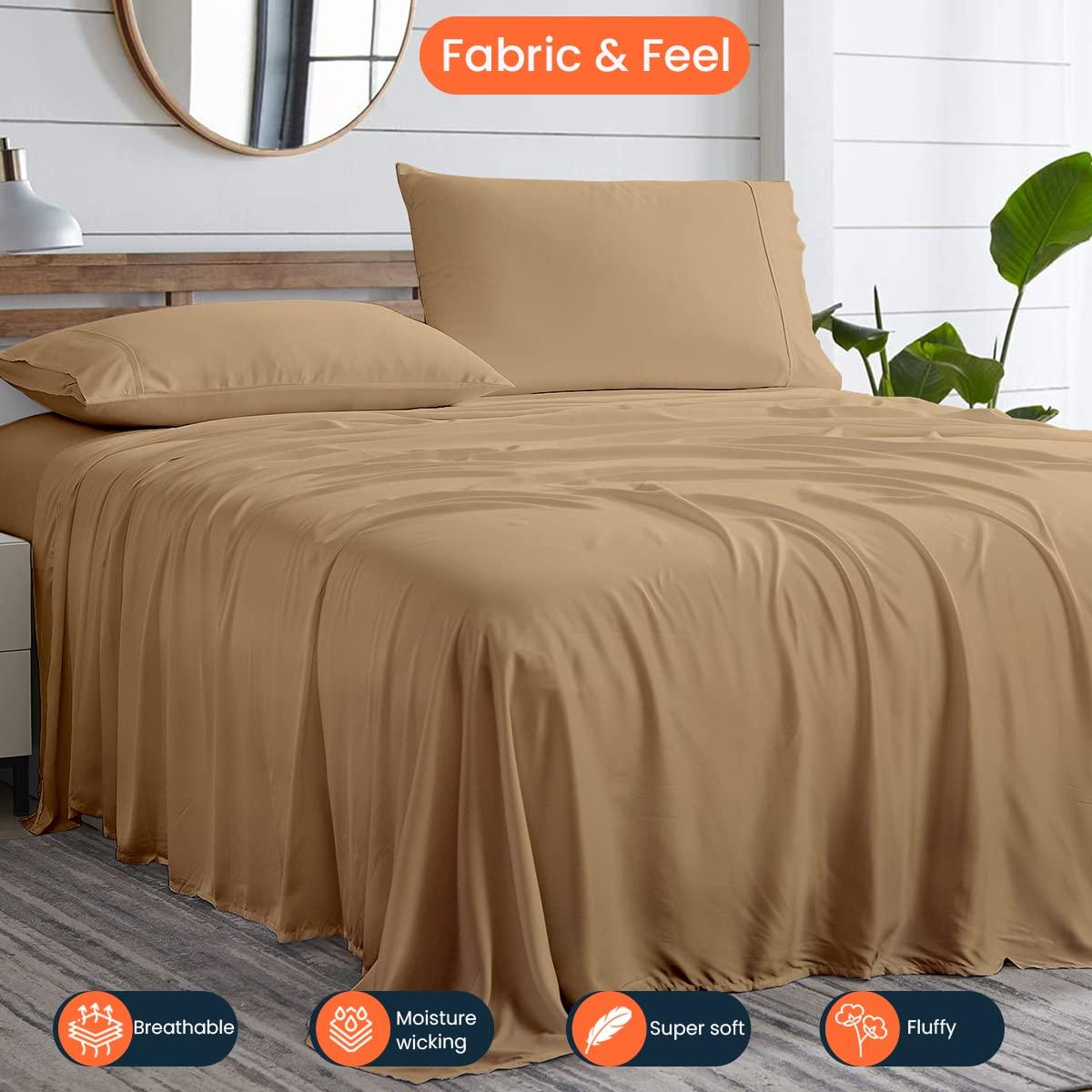 Egyptian Cotton Collection 100% Egyptian Cotton Sheets Cal-King Size - 4-PCs Cal-King Size Bed Sheets Set | 550-TC Egyptian Cotton Sheets | Luxury Sheets Cal-King Size, Fits (10-12\" Deep Pocket), Cal-King Sheet Set, Taupe