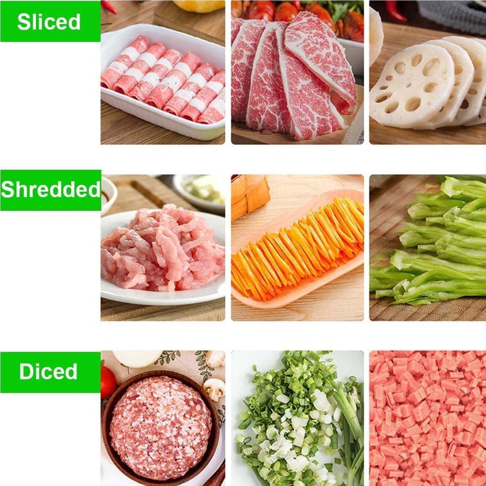 aromaoveite Meat Cutter Cutting Machine | 2.5mm -21mm Cube Shredded Meat 330LB/H 850W Home&Commercial Electric Stainless Steel Chicken Fish Beef Meat Vegetable Slicer,10mm