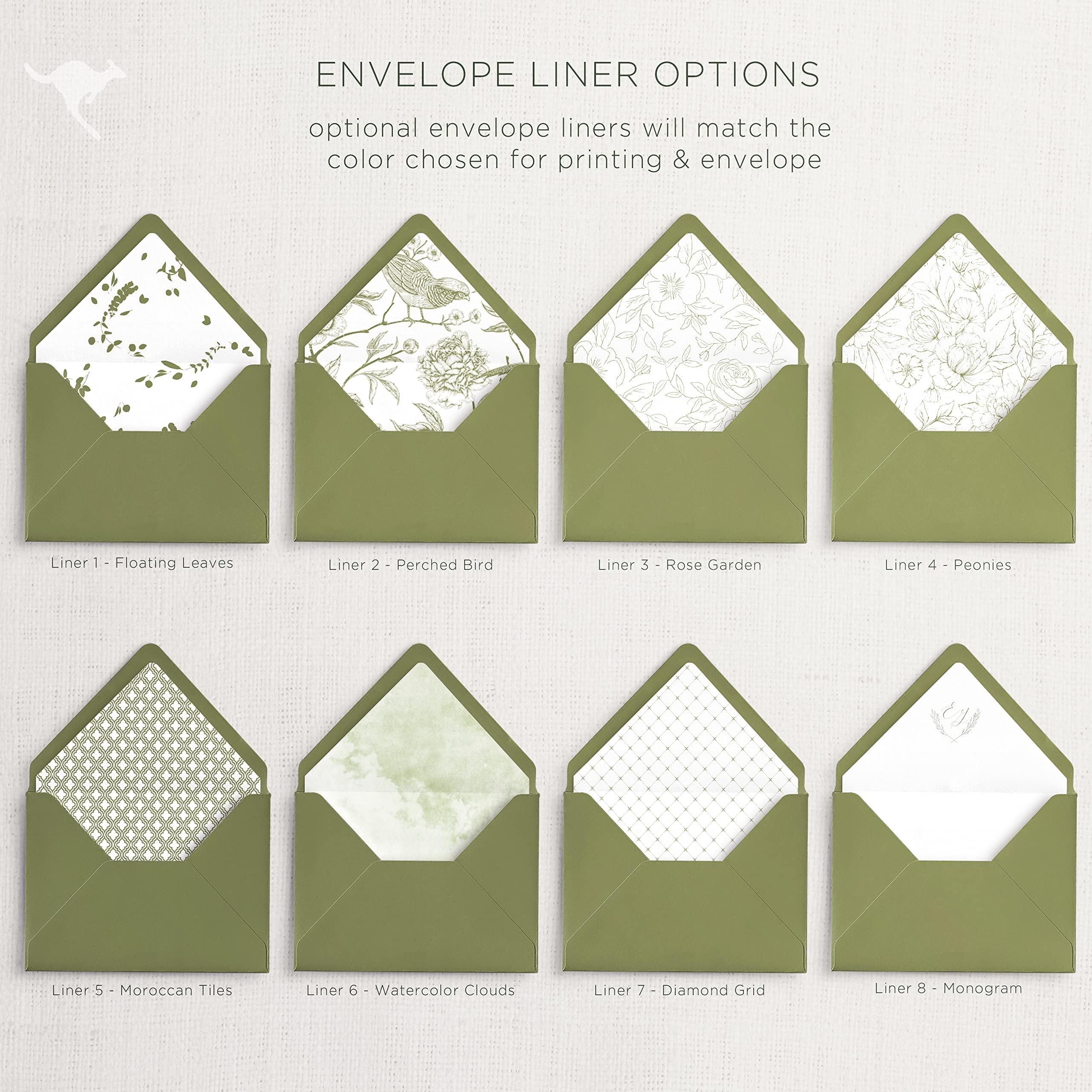 marsupial papers Letterpress Wedding Invitations | Customizable Elegant, Floral, Custom Printed | Arwen Wedding Invitation with RSVP Envelopes Details Cards (Set of 50, Package 4)