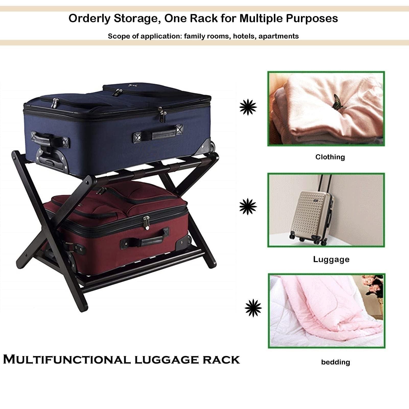 HomeLoft Basics Luggage Rack - Luggage Stand Rack, Suitcase Holder Foldable with Backrest for Hotel and Apartment, Hotel Room Foldable Solid Wooden Luggage Holder, Shelving Suitcase Backpack, Saving Space (Size : 1p