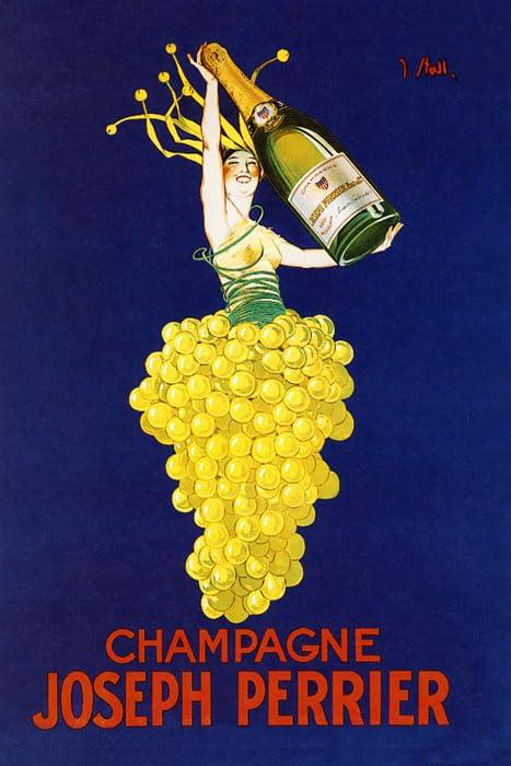 TopVintagePosters Champagne Joseph Perrier Girl Grape Bunch French Cappiello Vintage Poster Reproduction (16 X 24 Image Size Paper)