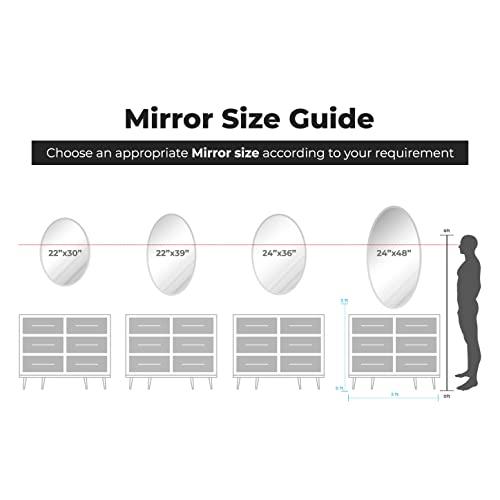 Fab Glass and Mirror Fab Glass and Mirror Beveled Polished Frameless Wall Mirror with Hooks, 24" x 48", Silver