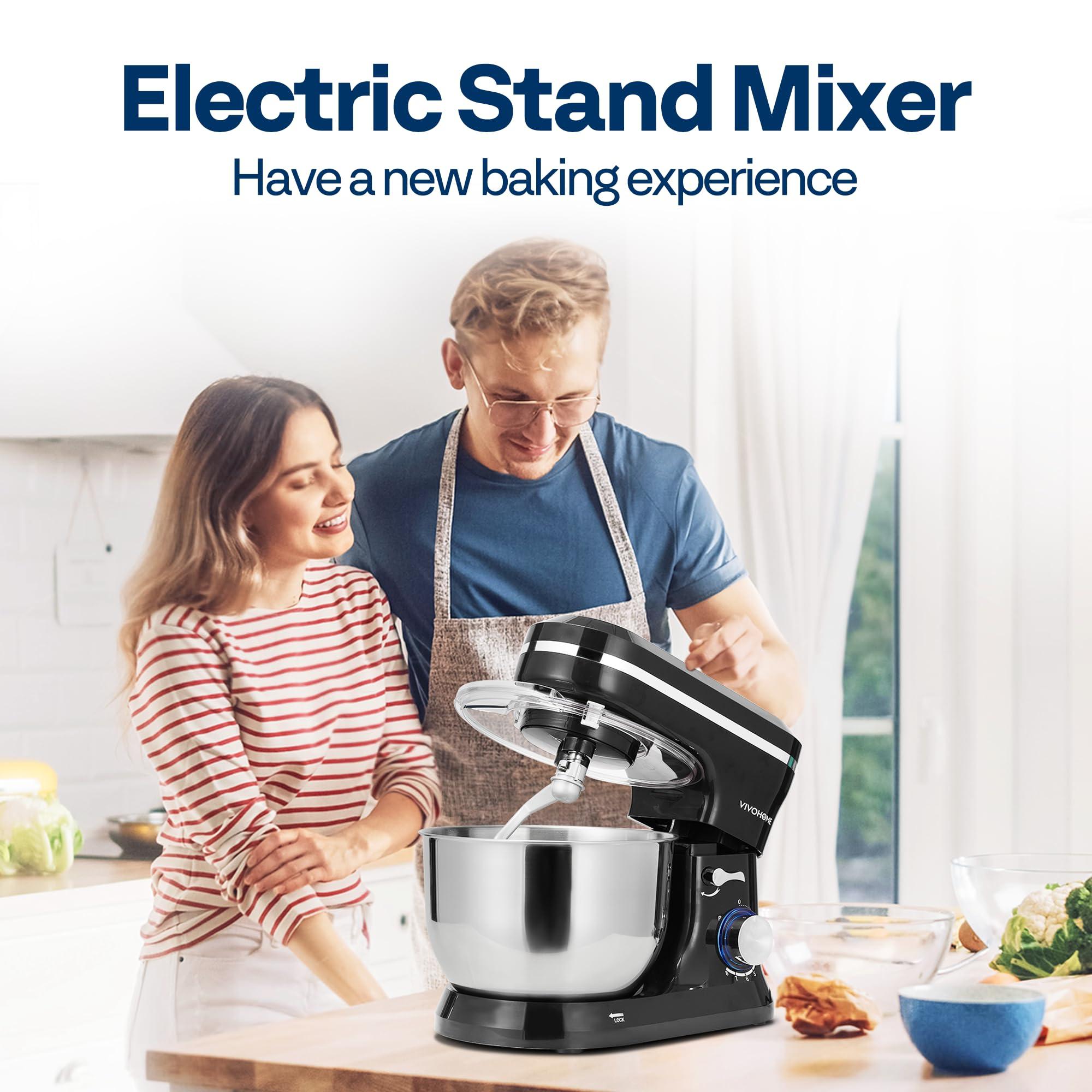 VIVOHOME VIVOHOME 4.75 Quart Stand Mixer, 8 Speed Kitchen Electric Food Mixer, Household Stand Mixer for Baking, Cake, Bread with Beater, Dough Hook, Wire Whip and Egg Separator, Black