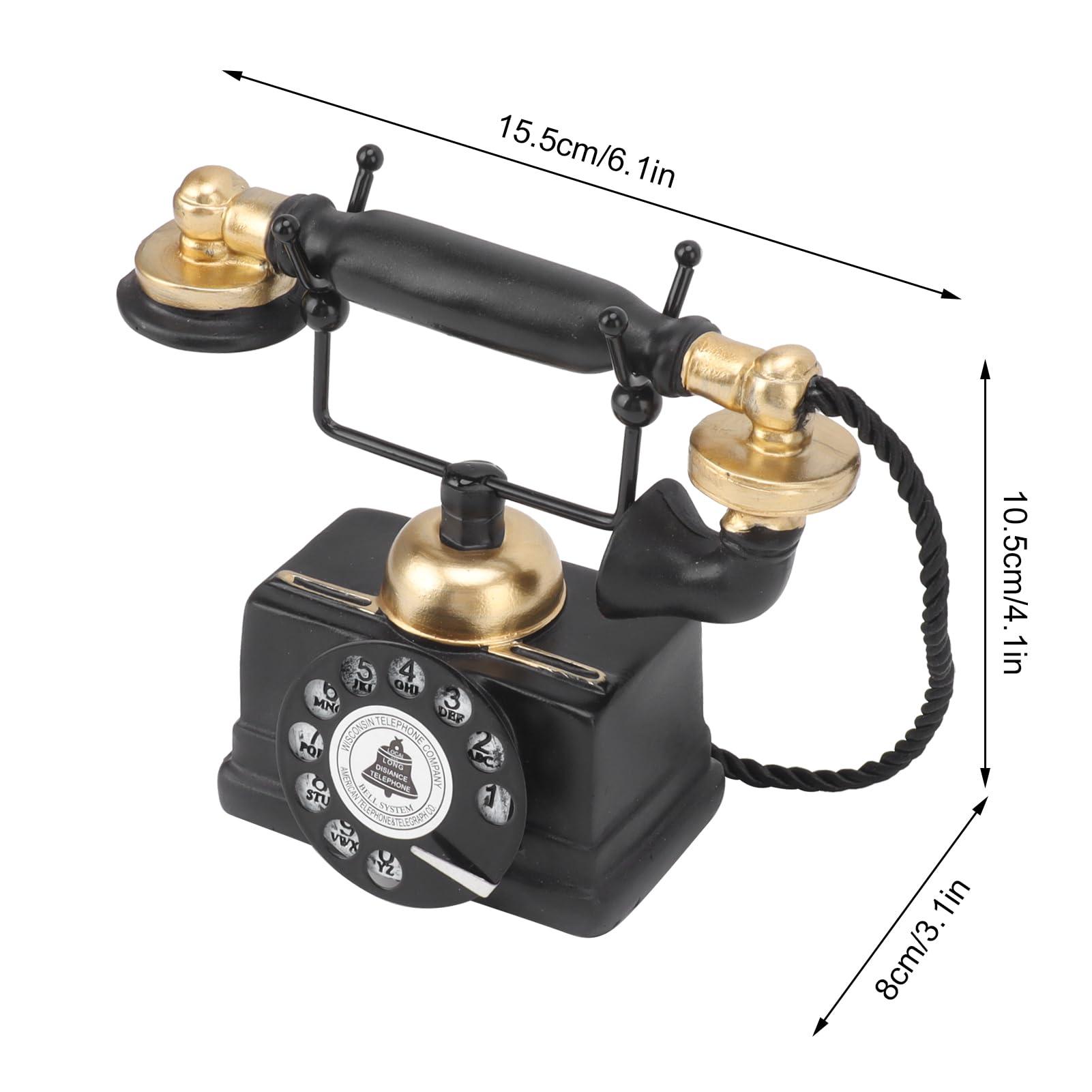 Asixxsix Retro Rotary Landline Phone, Resin Retro Decorative Phone Multifunctional Attractive Retro Telephone Model for Home Office Desk, Antique (-14)