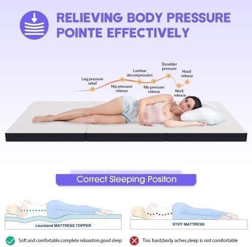 NiamVelo NiamVelo 3 inch Tri-Fold Twin XL Folding Mattress - Luxurious Memory Foam Mattress, Twin Bed Mattress, Perfect for College Dorms and Compact Spaces - Unfold Relaxation Anywhere (3 in, Twin XL)
