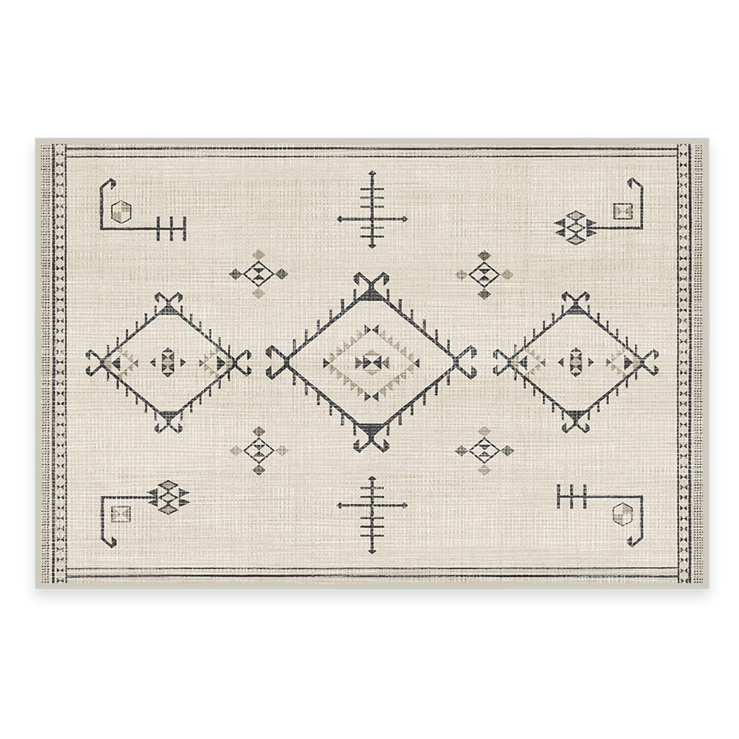 RUGGABLE Ruggable Washable 2x3 Area Rug, Damali Black & White, Premium Rugs for Living Room, Bedroom, Kitchen, Office, Classroom with Gripper Non Slip Pad