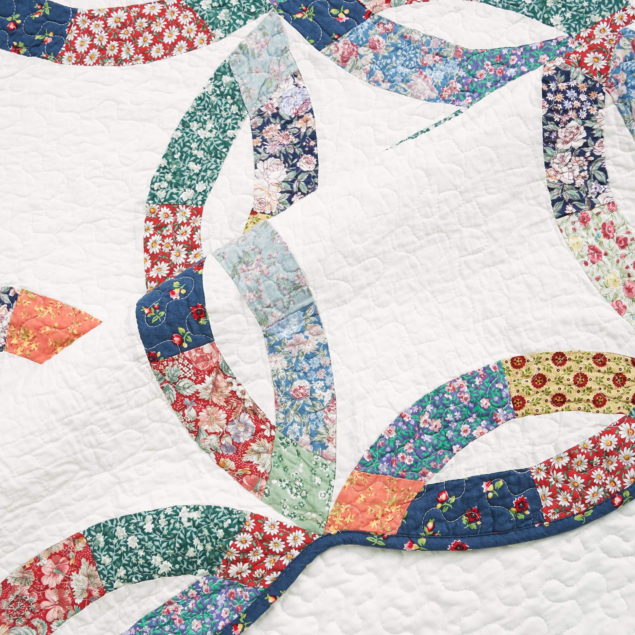 C&F Home C&F Home Heritage Double Wedding Ring Luxury Vintage Patchwork Twin Sham 2 Piece Machine Washable Quilt 100% Cotton Lightweight Reversible Bedspread Coverlet Set Twin 2 Piece Set White