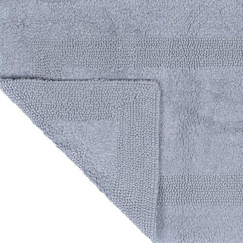 Lavish Home Cotton Bath Mat- Plush 100 Percent Cotton 24x60 Long Bathroom Runner- Reversible, Soft, Absorbent, and Machine Washable Rug by Lavish Home (Silver)