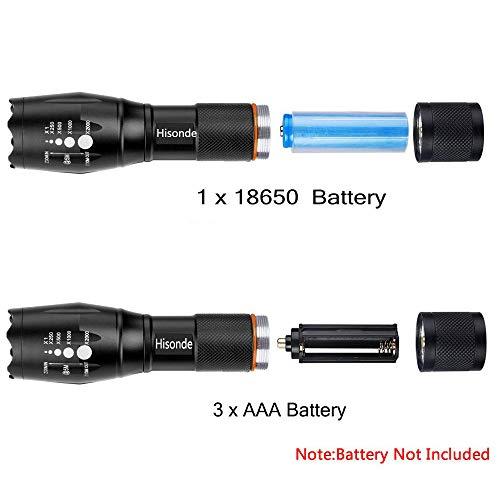 Hisonde Military Grade Tactical 5 Mode High Lumens Waterproof LED Flashlight,3-Pack