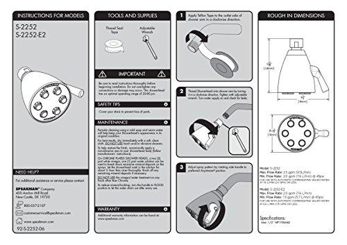 Speakman Speakman S-2252 Signature Icon Anystream Adjustable High Pressure Shower Head-2.5 GPM Solid Brass Replacement Bathroom Showerhead, Polished Chrome Finish