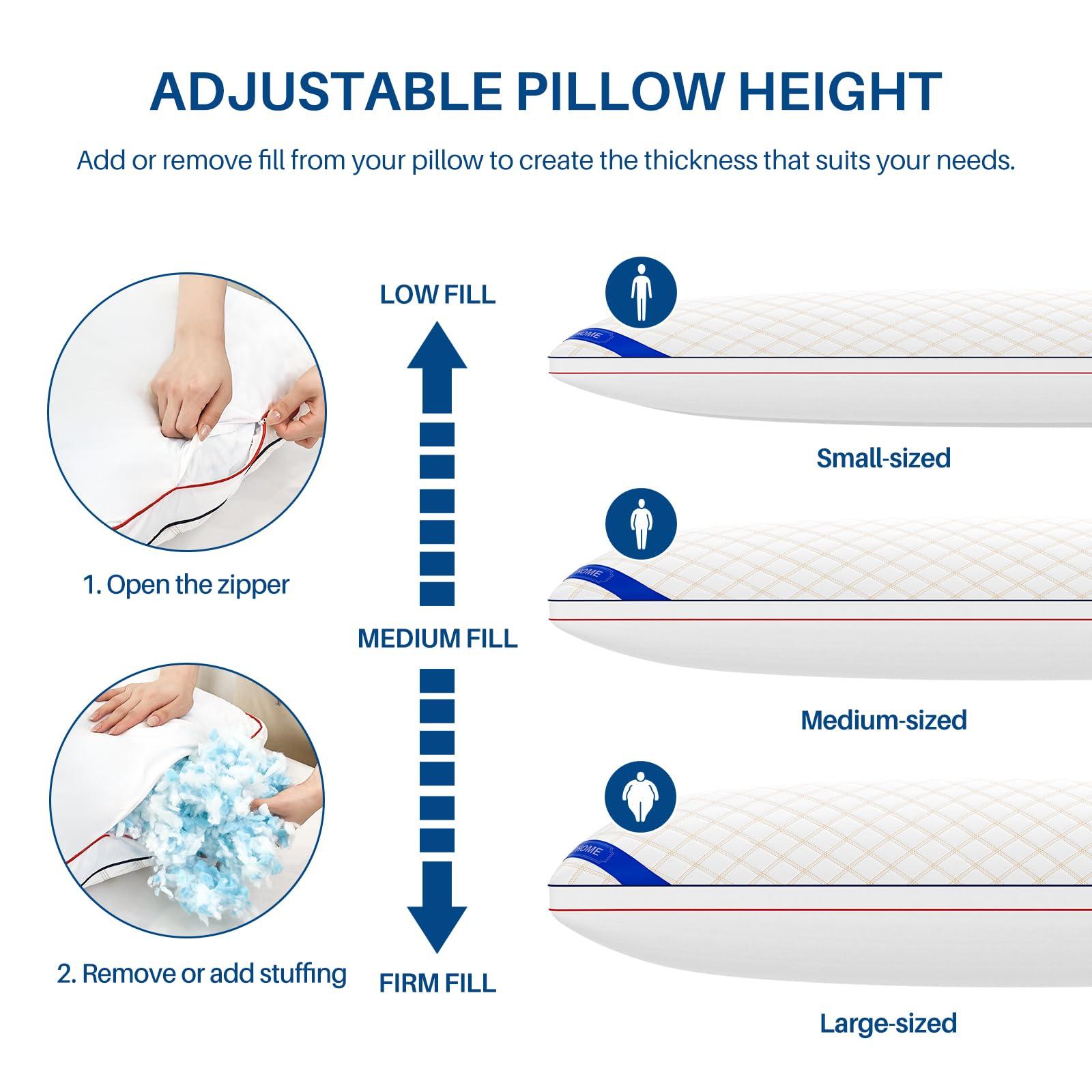 YZ HOME YZ HOME Long Body Pillow for Adults - Firm Body Pillow Insert with Shredded Blue Memory Foam, Adjustable Height, Soft Support for Side Sleeping, Pregnant Women, Washable (20x54 Inch, White)