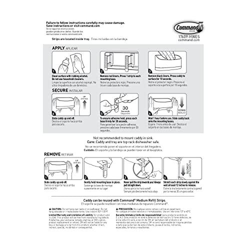Command Command Under Sink Sponge Caddy, Total 2 Sponge Holders with 8 Command Strips, 2 Pack of 1 Caddy, Organize Damage-Free