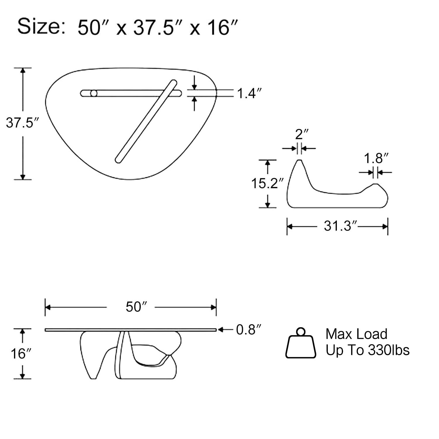eChamp Noguchi Table Triangle Glass Coffee Table Vintage Glass End Table, Solid Wood Base and Triangle Clear Glass Top Modern End Table for Living Room, Patio, Study