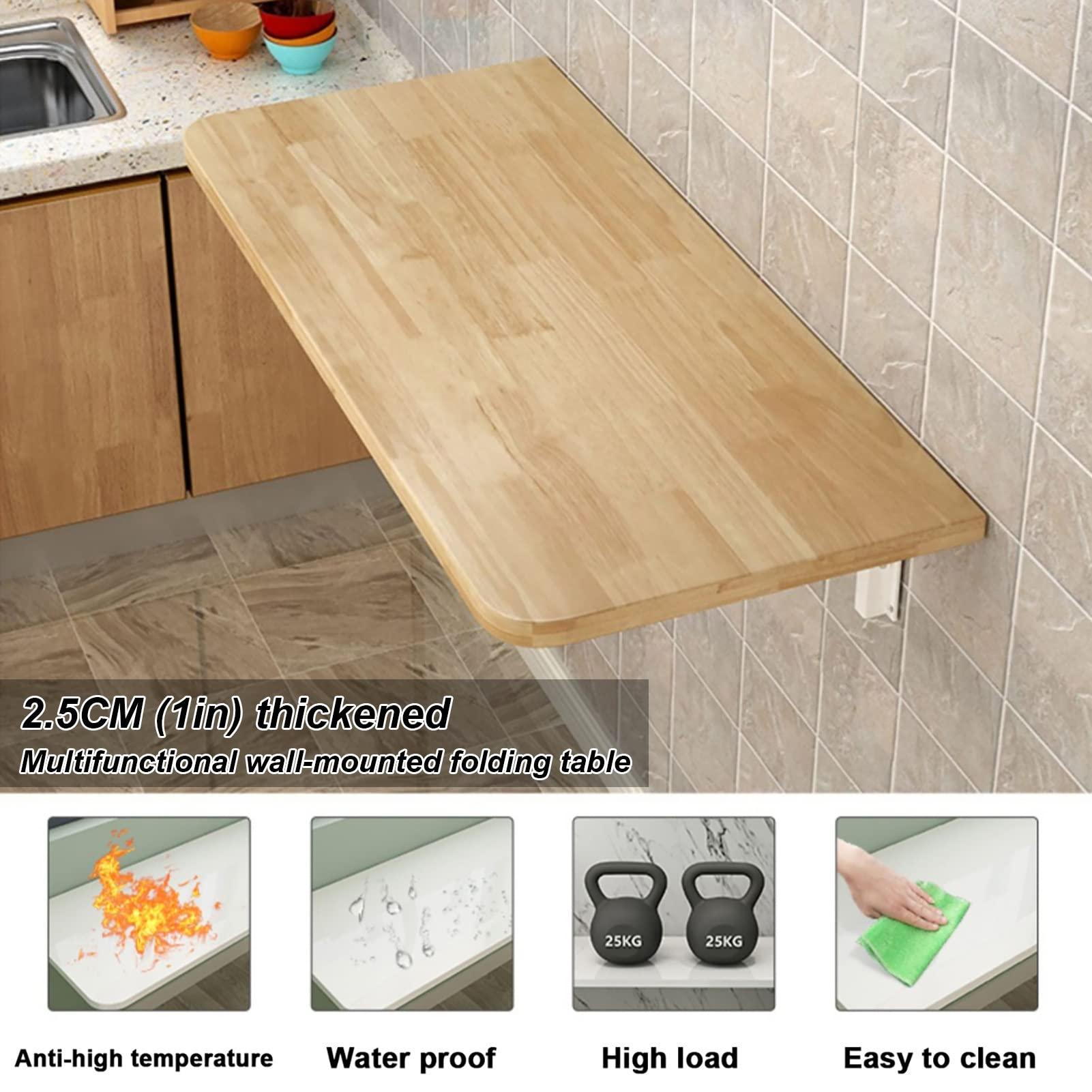 HARELA HARELA 1\"(2.5cm) Thick Folding Wall-Mounted Drop-Leaf Table/Laundry Folding Table, Heavy Duty Folding Table for Home Office/Laundry Room/Kitchen (Color : White, Size : 19.7 * 16in(50 * 40cm))