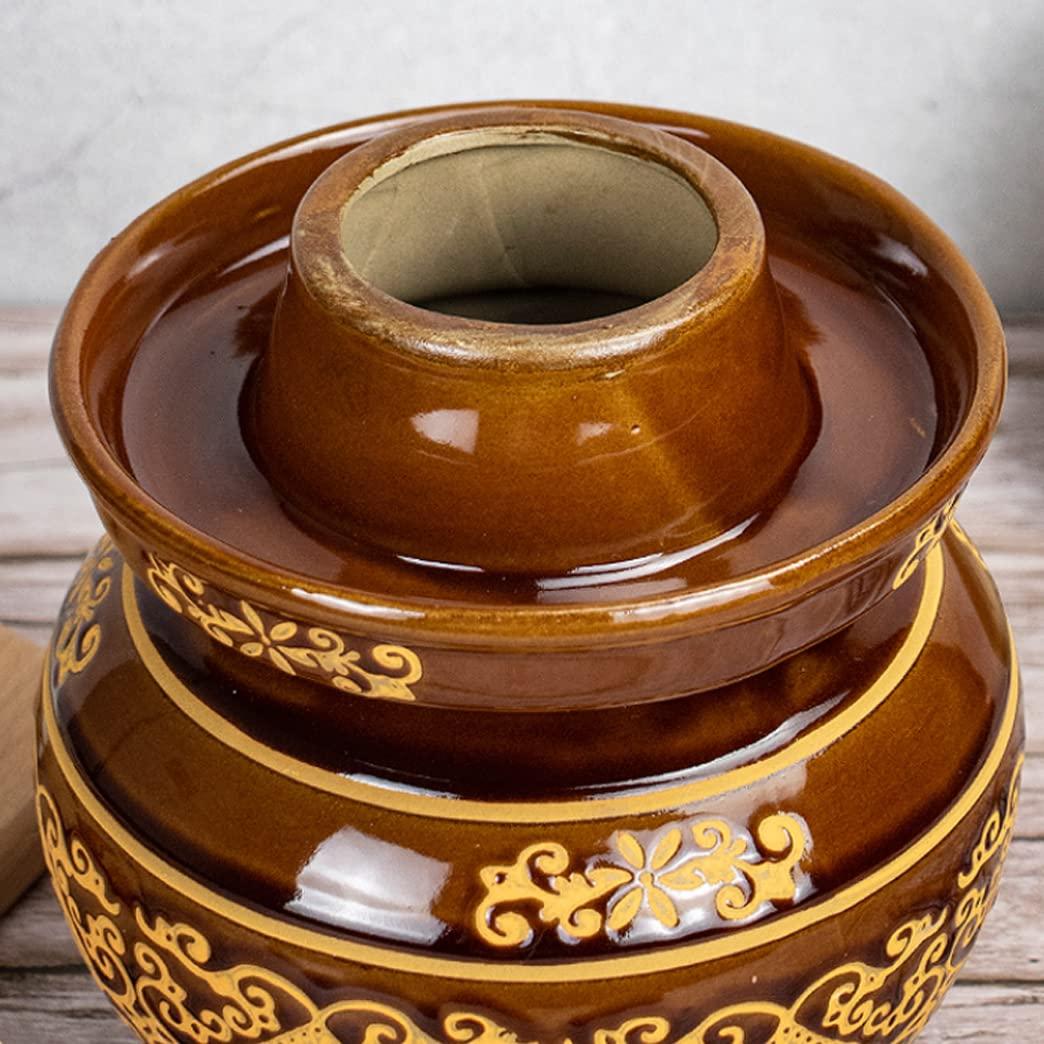 ZHOUXIAO ZHOUXIAO Blue Pickle Jar,Traditional Chinese Porcelain Pickle Jar, Ceramic Fermentation Crock Pickling Pot,Fermenting Jar with Water Seal Airlock Lid Stoneware Fermenter for 3KG