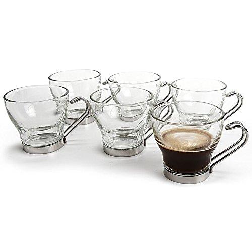 Bormioli Rocco Bormioli Rocco Verdi Espresso Cup With Stainless Steel Handle, Set of 4, Gift Boxed, 3.5 ounces