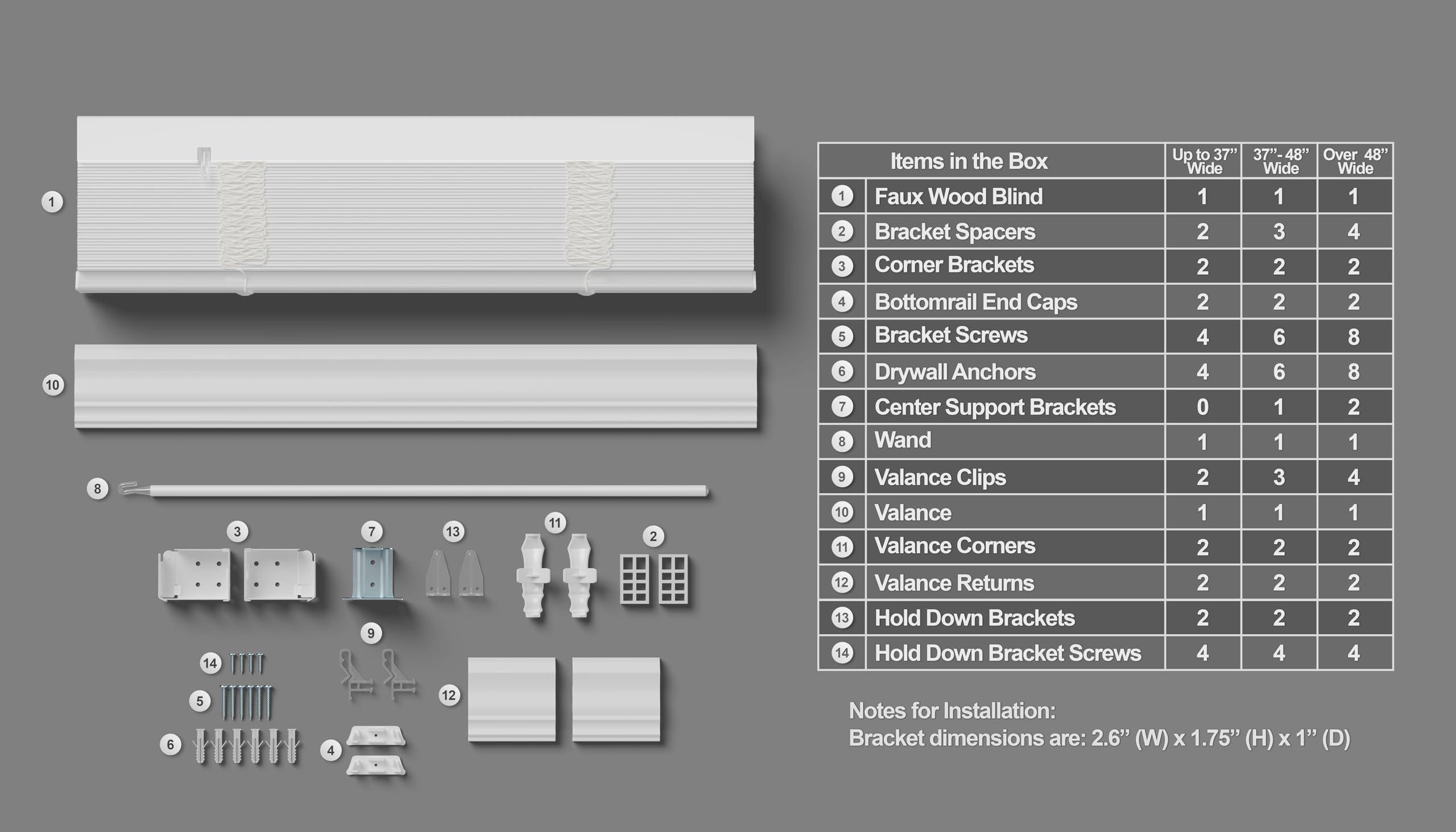 Lumino 2.5 Inch Cordless Faux Wood Blind, 60" W x 60" L - White Plantation Style Venetian Blinds, Over 400 Custom Sizes Starting at 29.97, Room Darkening Shades for Interior Windows by Lumino