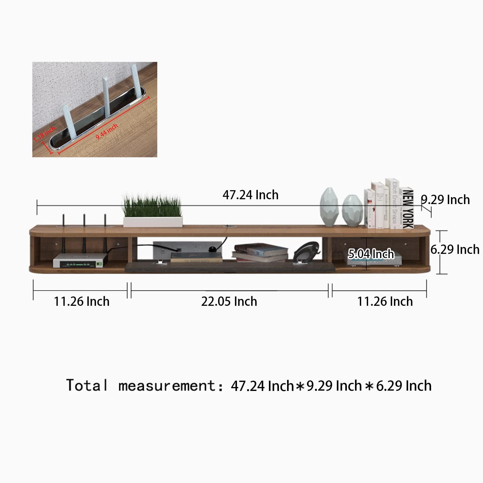 Pmnianhua Pmnianhua Floating TV Shelf, 47\'\' Wall Mounted TV Stand Floating TV Console Media Entertainment Under TV Shelf for Bedroom Livingroom (Walnut)