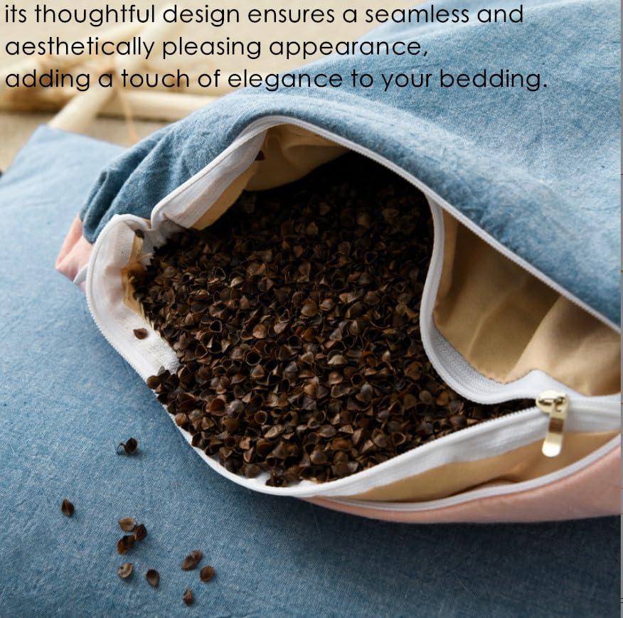 OvOHapia OvOHapia Japanese Buckwheat Pillows, Japanese Buckwheat Pillows for Sleeping, Comfy Comfy Buckwheat Pillow (Blue,21 * 11in)