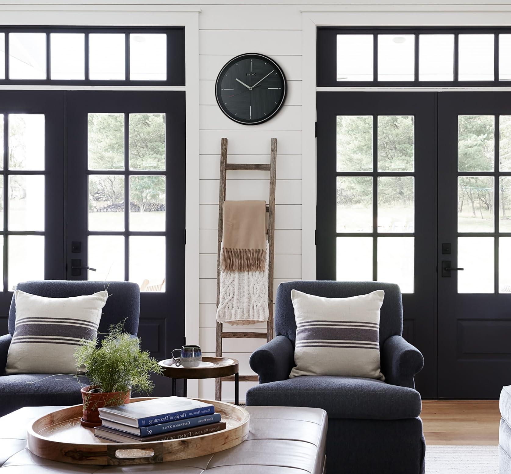 SEIKO SEIKO Felix Non Ticking Wall Clock, Black, 13 Inch