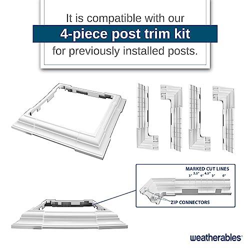 WEATHERABLES Weatherables 6x6 Vinyl Post Wrap Weatherproof Premium Outdoor Vinyl Porch Post Wrap with Fluted Design for Quickly Refreshing Existing Deck, Patio, and Porch Posts (6\"x6\"x102\", White)
