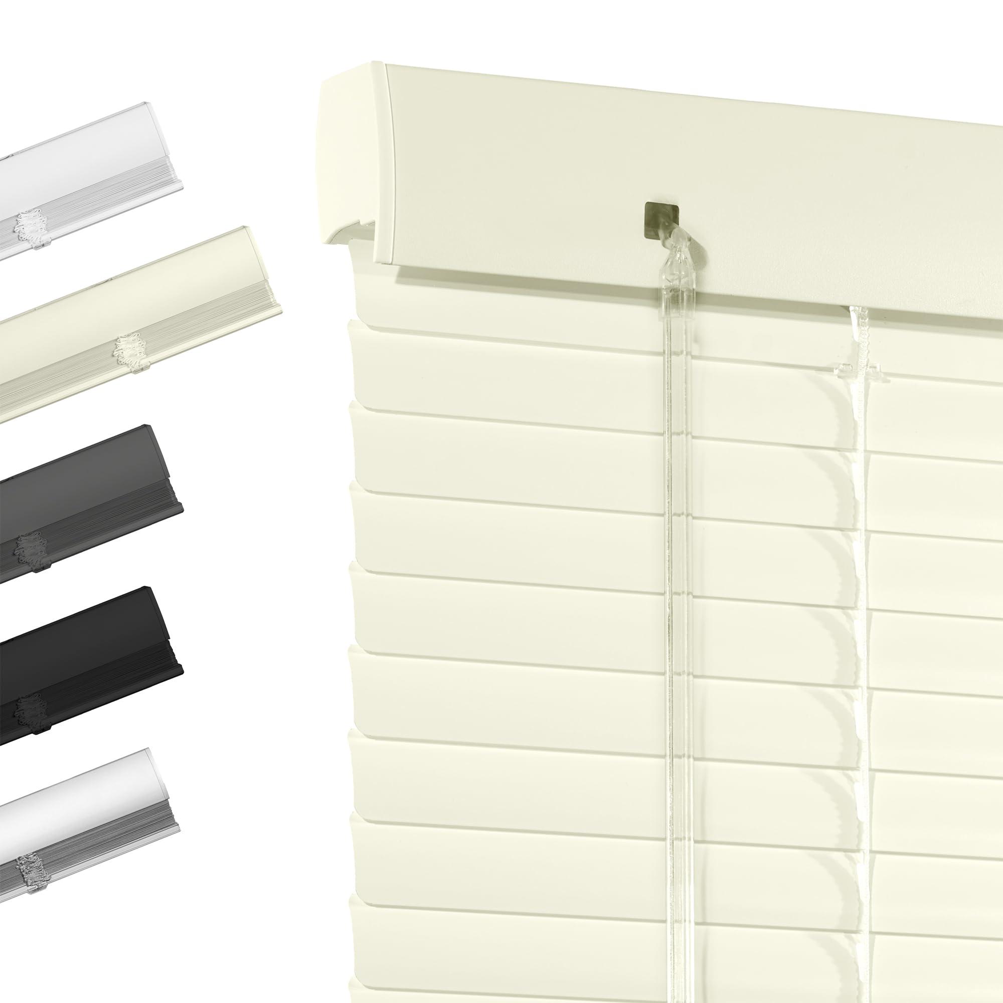 Boolegon Boolegon Aluminum Mini Blinds Cordless Venetian Blind New 1 Inch Metal Slat Horizontal Blinds Anti-UV Waterproof Venetian Windows Blind for Office Home, Beige, 44" W x 39" H