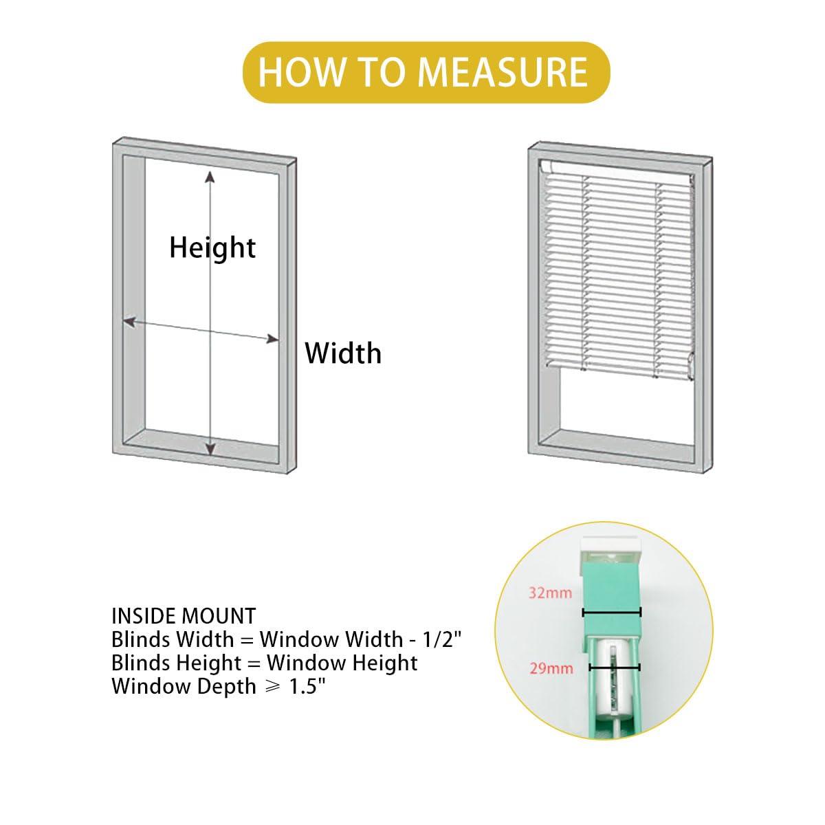 getopblinds Cordless Venetian Horizontal Blinds No Drill No Tools Blinds for Window Treatment Custom 1" Slat Aluminum Shutter Blinds Window Shade for Privacy Light Control, Easy to Install, 12 1/2"W x 52"L, Blue