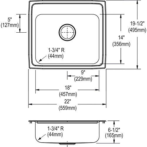 Elkay Elkay Lustertone LRAD2219653 Single Bowl Top Mount Stainless Steel ADA Sink