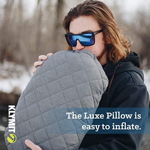 Klymit Klymit Luxe Travel Pillow, Lightweight Inflatable Hybrid Airplane, Backpacking, Hammock, and Camping Pillow, Grey