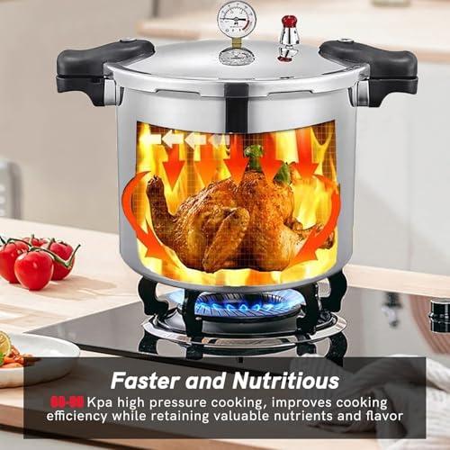 TSTQH 25 Quart Pressure Canner Cooker & all american pressure canners for canning & water bath canner | Pressure Gauge & Pressure Regulator | Induction Compatible & Pressure release 13 PSI (+/- 5%)
