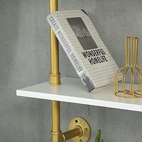 HEONITURE HEONITURE Industrial Gold Bookshelf-6 Tier Wall Mounted Ladder Bookshelf, Rustic Gold Storage Book Shelves Display Bookcases for Living Room/Home/Office