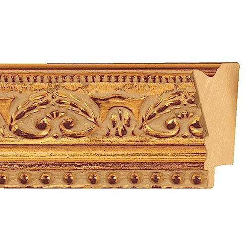 CustomPictureFrames.com 24x17 Frame Gold Real Wood Picture Frame Width 1.75 Inches | Interior Frame Depth 0.5 Inches | Museum Gold Ornate Photo Frame Complete with UV Acrylic, Foam Board Backing & Hanging Hardware