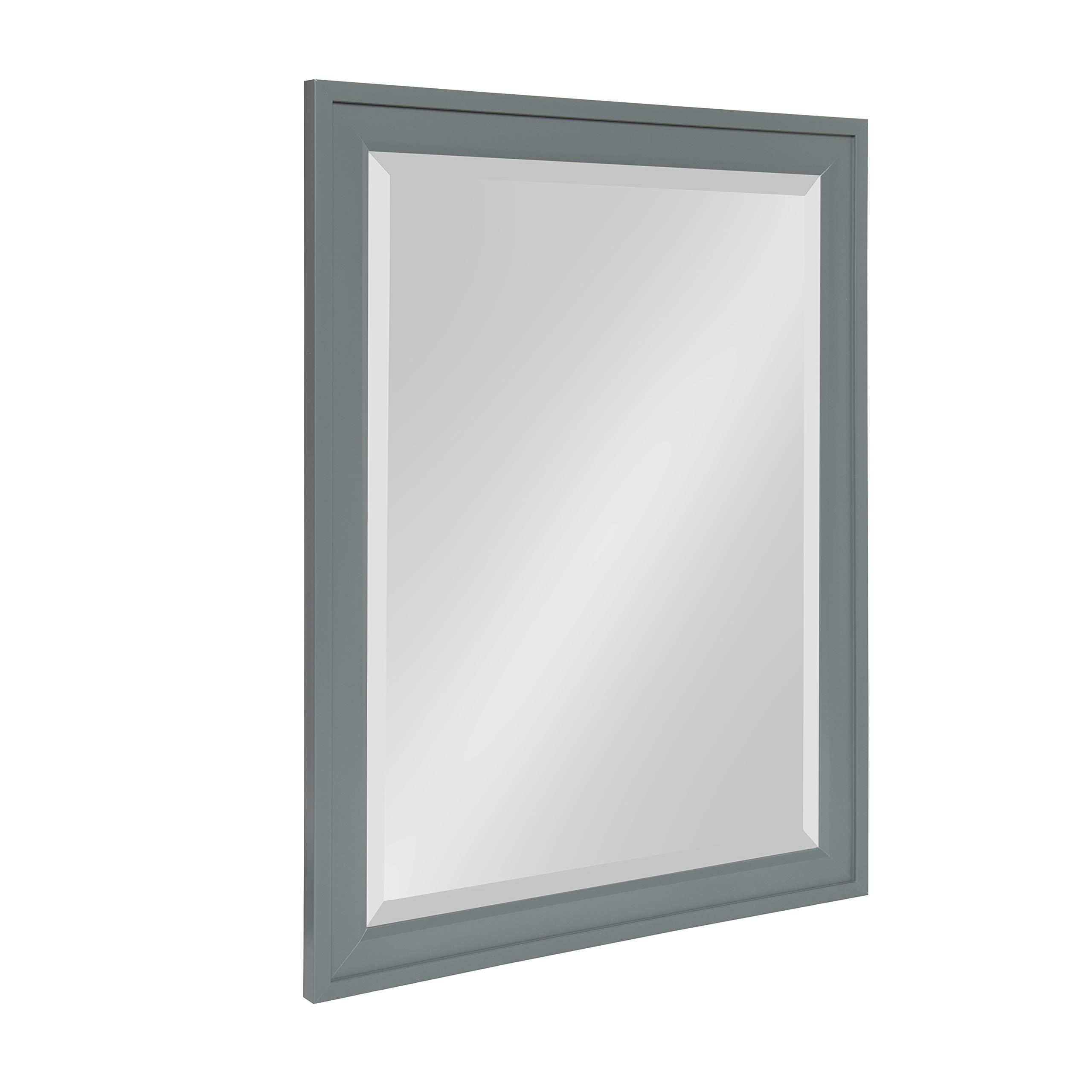 DesignOvation DesignOvation Bosc Framed Decorative Rectangle Wall Mirror, 22 x 28, Gray, Transitional Rectangular Vanity Mirror for Use as Bathroom Mirror for Over Sink or Refined Entryway Mirror
