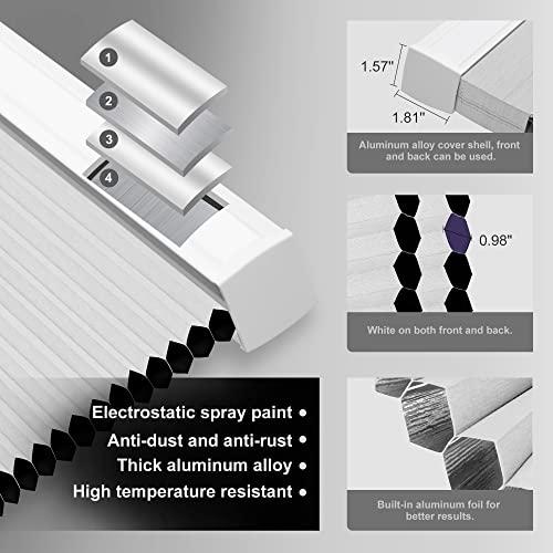 HOTSOON Blackout Cellular Shades Cordless HOTSOON Pull Down Honeycomb Blinds for Window, Home, White, 63" W x 48" H