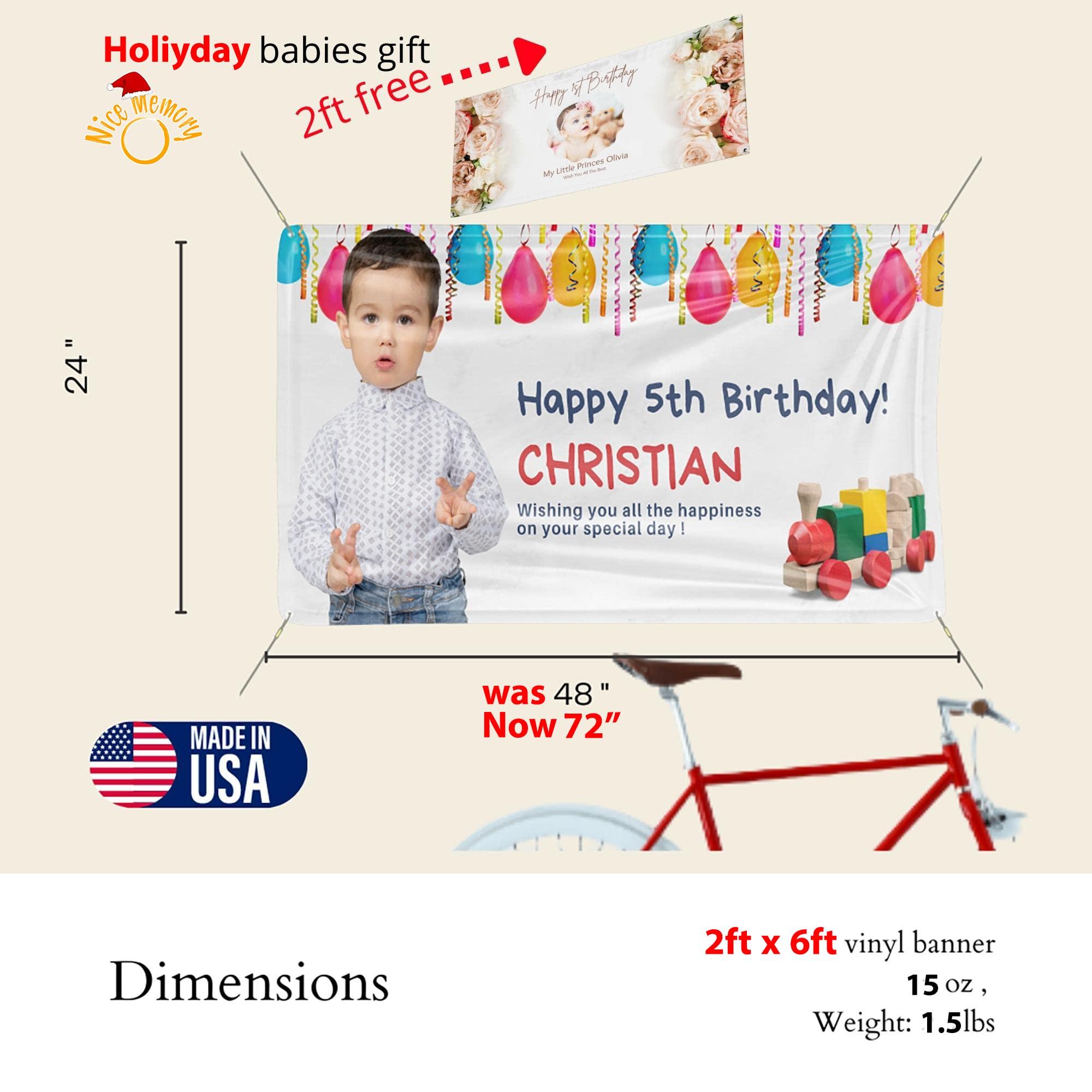 NICE MEMORY Custom Happy Birthday Vinyl Banner Sign, Personalized Party Backdrop, Gift, and Decoration - From NiceMemoryLLC. (Style-21)