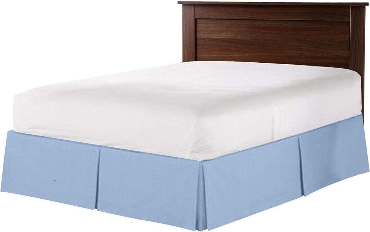 British-Linen British-Linen King (78 x 80) Inch Pleated Bed Skirt - Bed Frame & Box Spring Cover - 10 Inch Tailored Drop, 100% Microfiber Pleated Dust Ruffle - Easy Fit & Wrinkle Free - Light Blue Solid.