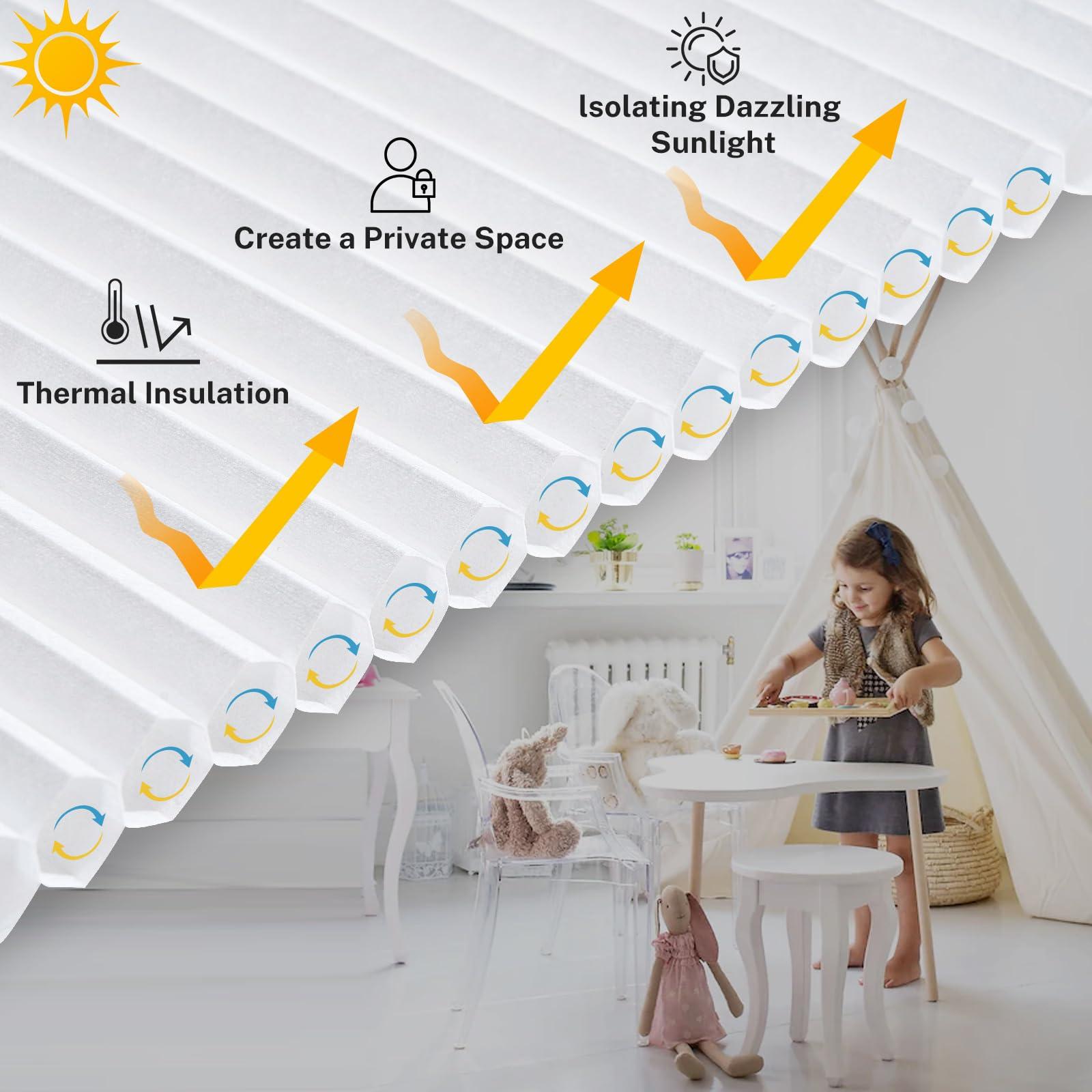 MiLin MiLin Top Down Bottom Up Cellular Blinds for Windows Cordless Cellular Shades Honeycomb Design Blinds & Shades Room Darkening Shades for Home, Bathroom, Office (Light Filtering - Gray, 88" W x 60" H)