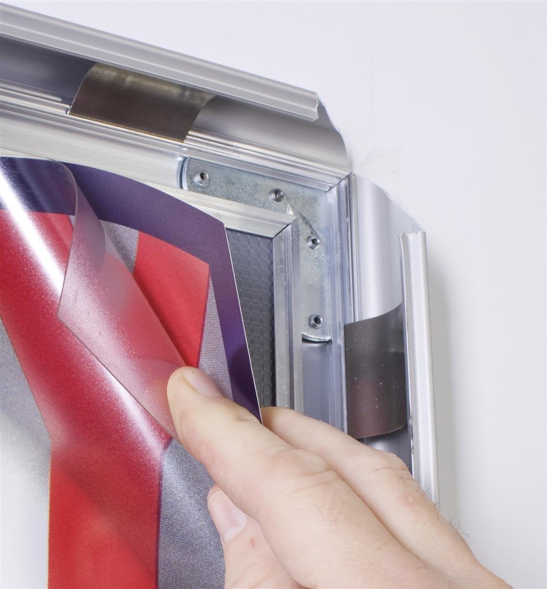 Displays2go Displays2go 36 x 48 Poster Frame for Wall Mount, 1.5-inch-wide Hinged Profile for Loading Graphics Through the Front - Silver, Aluminum (QC3648SLV)