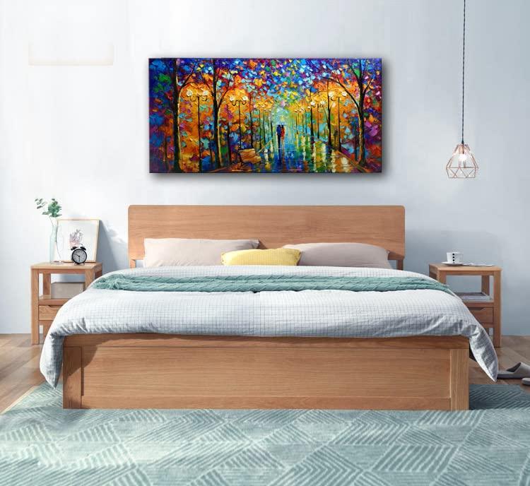 Tyed Art Tyed Art- Contemporary Art Landscape Oil Painting On Canvas Abstract Textured Tree Painting hand-painted acrylic frame wall art modern canvas painting 24x48inch