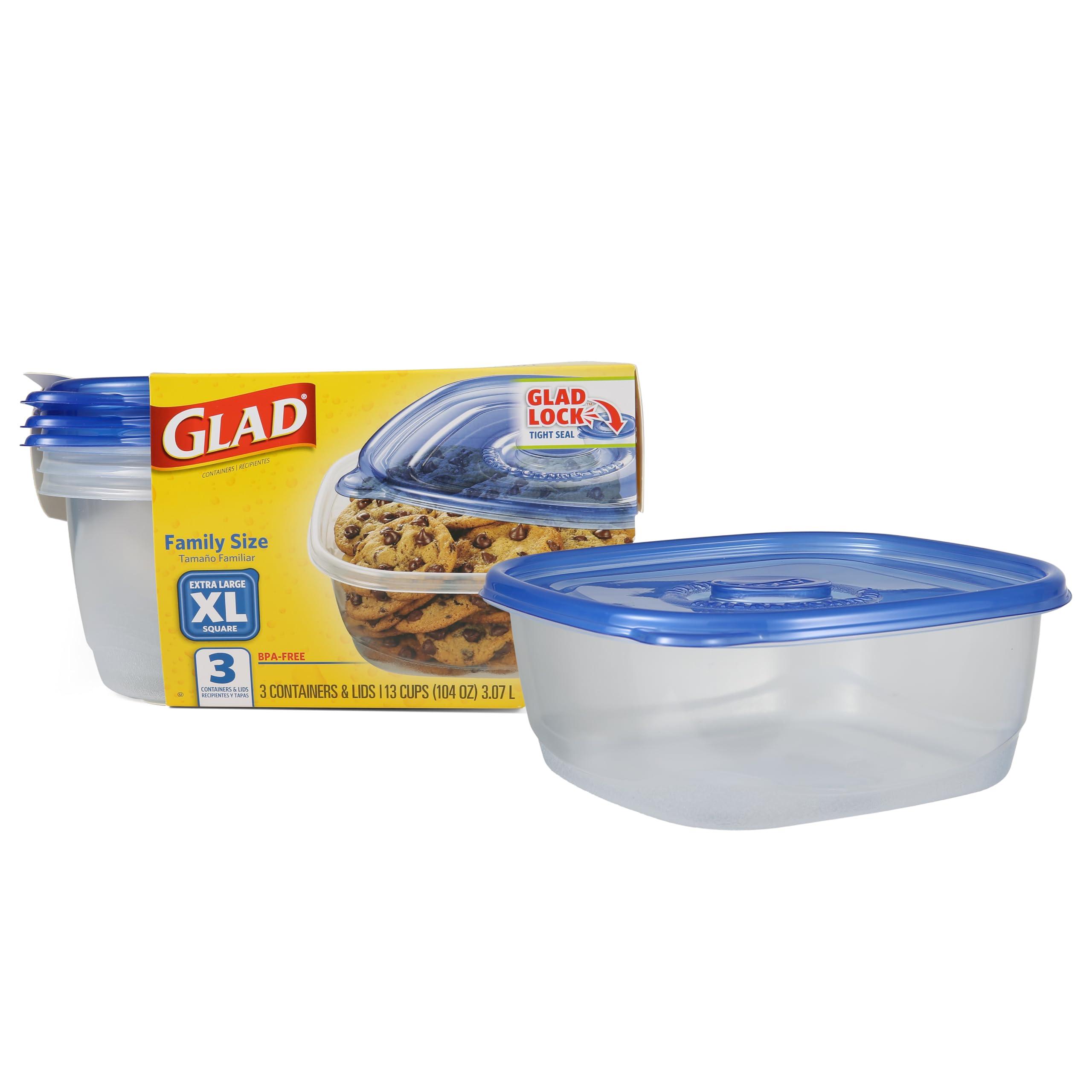 Glad GladWare Family Size 104oz Food Containers Bundle with 64oz Deep Dish Food Storage