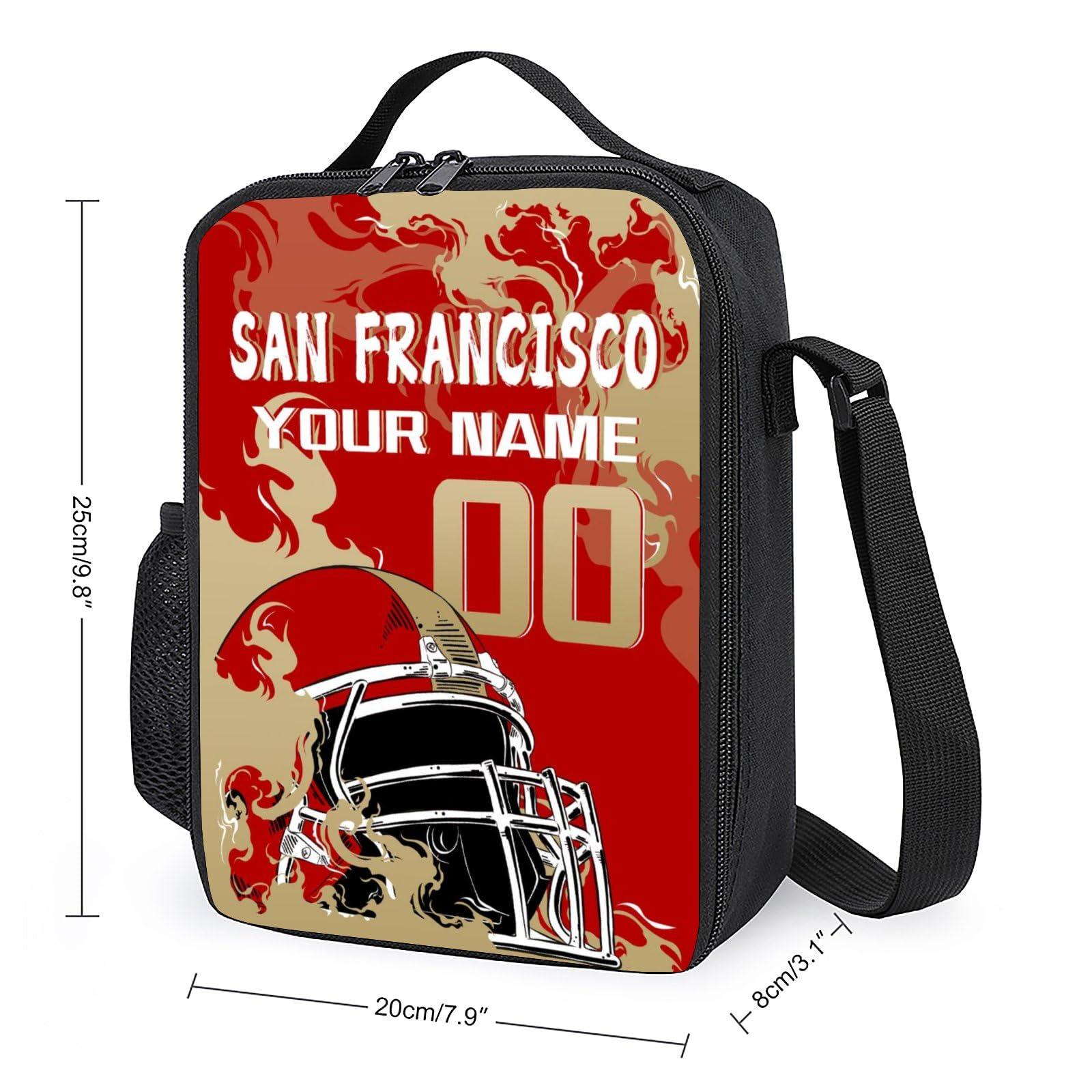 FOQKMSTO FOQKMSTO Custom San Francisco Lunch Bag Personalized Lunch Box Add Any Name Number Adjustable Shoulder Strap Gift for Men Women