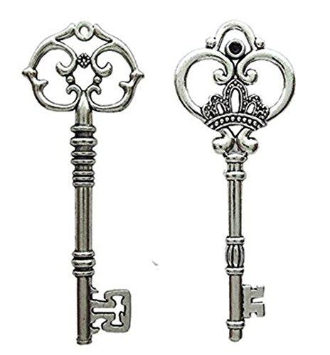 Makhry Makhry Mixed 20 Extra Large Antique Silver Finish Skeleton Keys Rustic Key for Wedding Decoration Favor(Antique Silver)