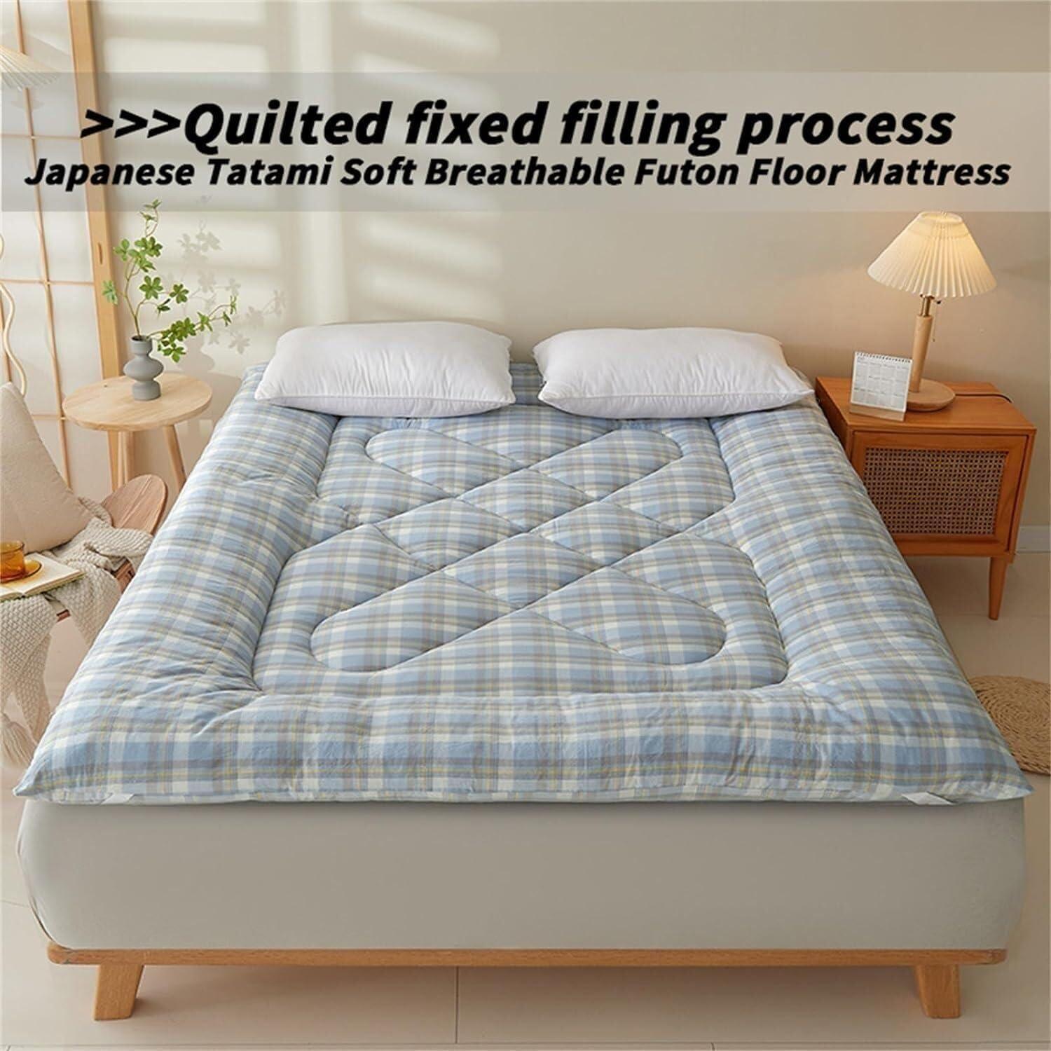 Generic Japanese Tatami Futon Mattress,Full Size Japanese Floor Mattress,Roll Up Mattress Sleeping Mat,Floor Lounger Guest Bed, Portable and Foldable Camping Mattress,Student Dormitory Mattress