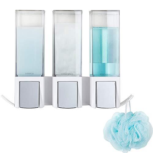 Better Living Better Living Products Clever Triple Shower Dispenser 3, Shampoo and Soap Dispenser, 3 x 17 fl. oz. White, 11.25\" x 3.5\" x 8.25\"