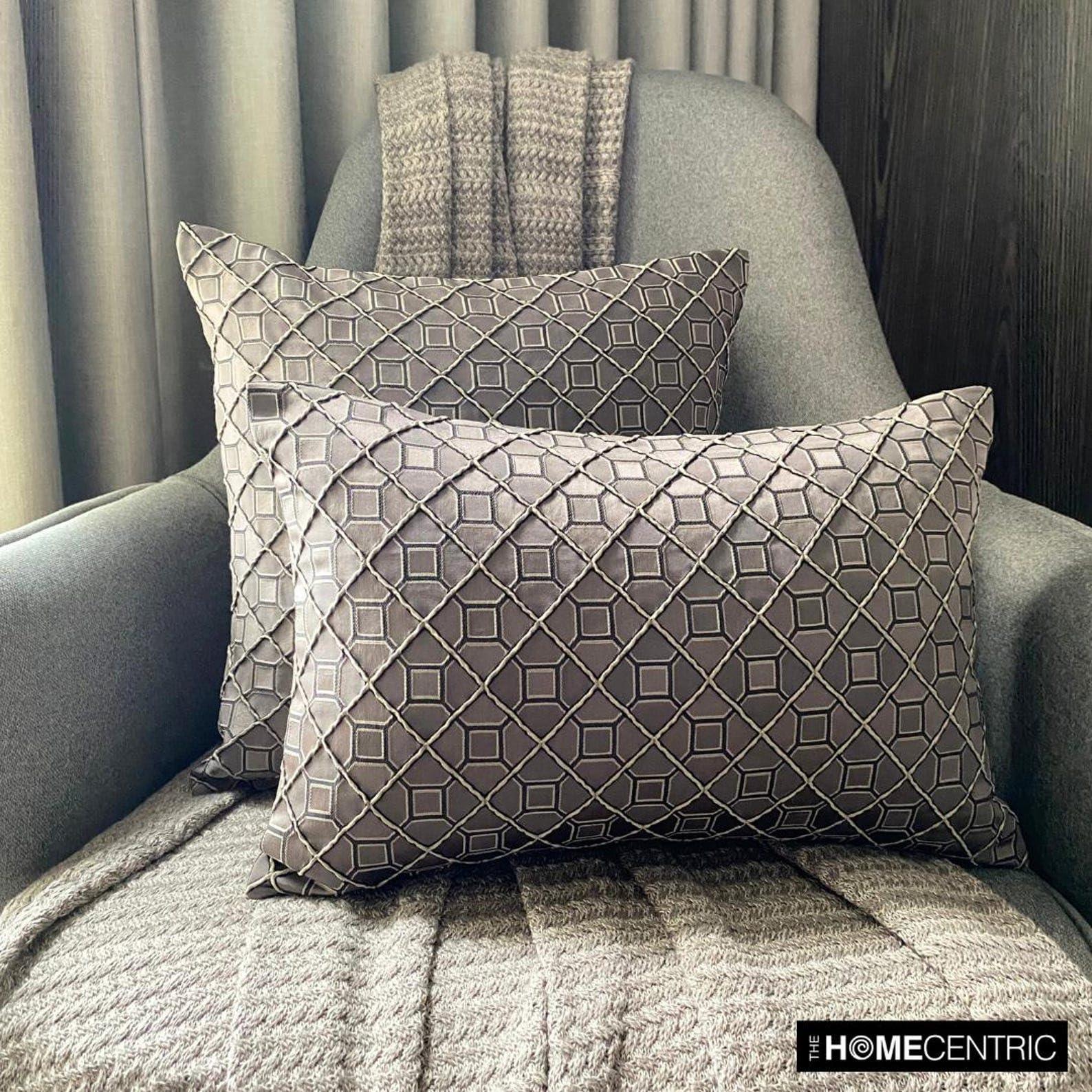 The HomeCentric The HomeCentric Decorative Throw Pillow Cover Brown 26\"x26\" (65x65 cm) Jacquard Textuured Cushion Covers for Sofa Chouch, Hotels, Living, Bed Room, Geometric Modern Style - Nexus