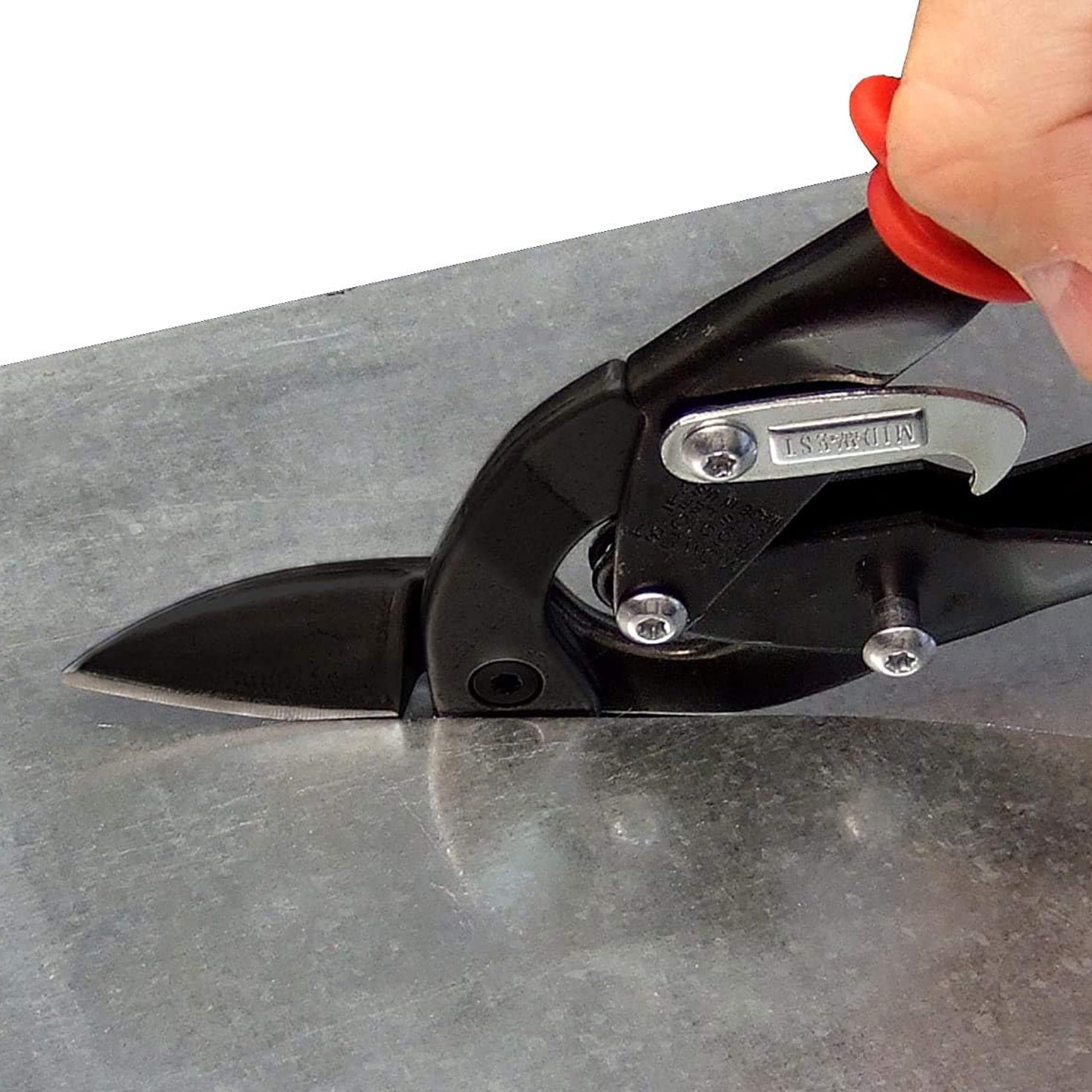 Midwest Tool & Cutlery MIDWEST Blackout Series Aviation Snip - Left Cut Offset Tin Cutting Shears with Forged Blade & KUSH\'N-POWER Comfort Grips - MWT-6510LO
