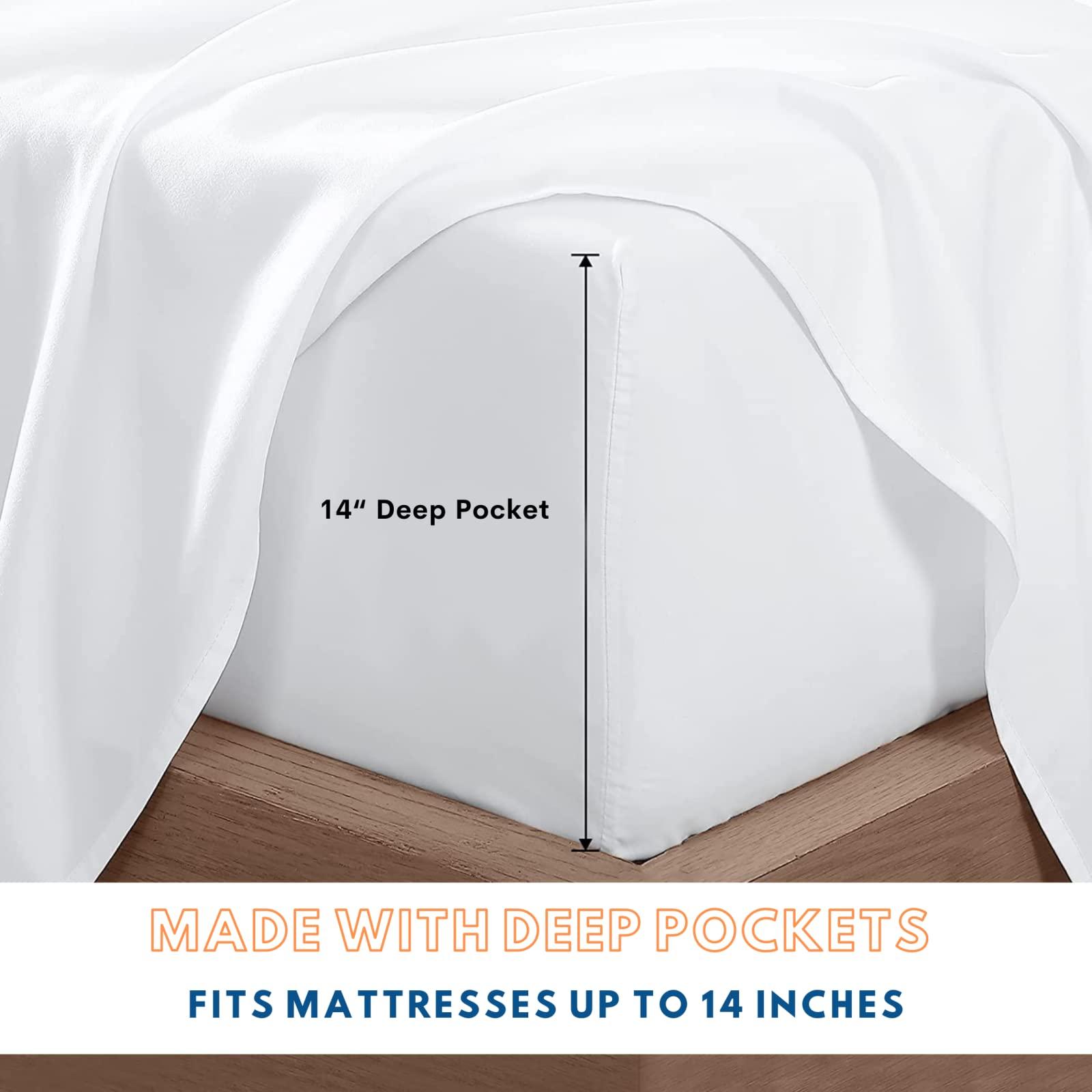 THYUNQ THYUNQ Geometric Sheets California King Size Bed, Modern Abstract Pattern Bedding Sheets & Pillowcases - 14 Inch Deep Pocket, Super Soft Microfiber Printed Sheet Set 4 Piece